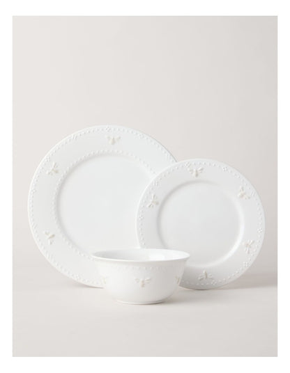 Embossed Honey Bee 12pc Dinner Set in White