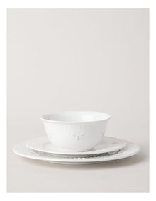 Embossed Honey Bee 12pc Dinner Set in White