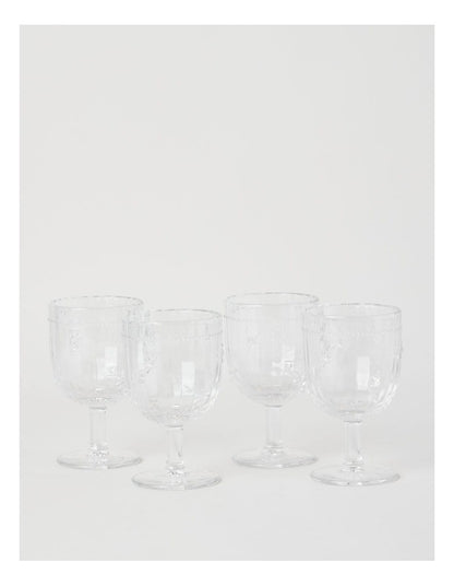 Honey Bee Wine Glass Set of 4 330ml in Clear