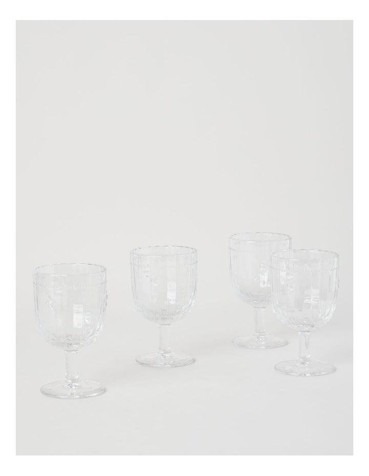 Honey Bee Wine Glass Set of 4 330ml in Clear