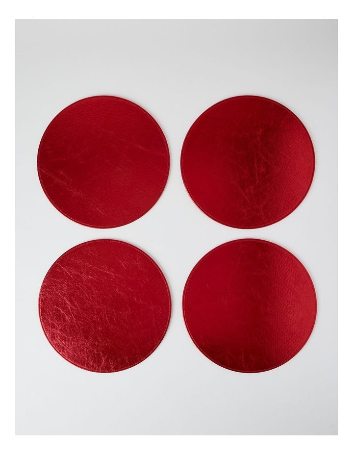 Heirloom Metallic Set of 4 Round Placemats in Red