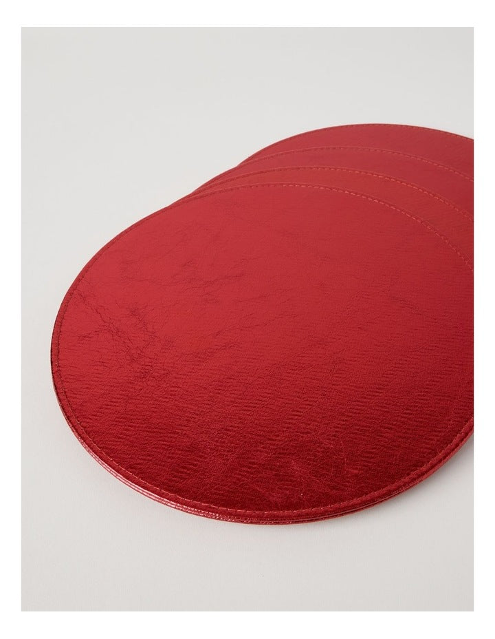 Heirloom Metallic Set of 4 Round Placemats in Red