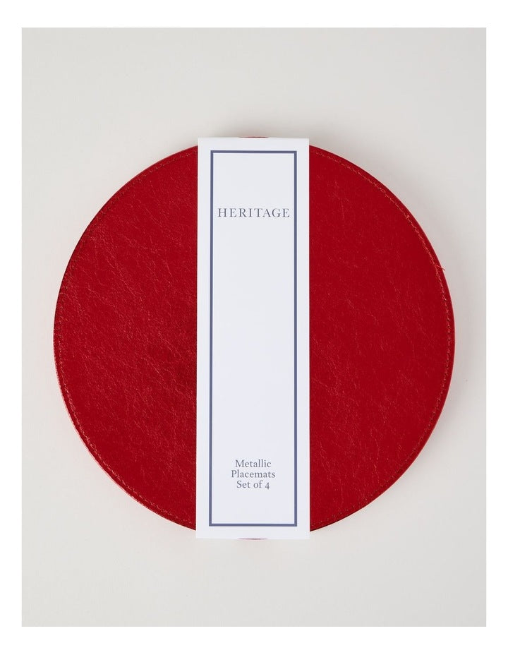 Heirloom Metallic Set of 4 Round Placemats in Red