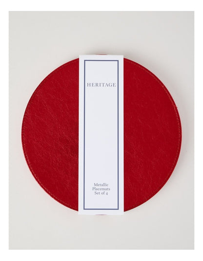 Heirloom Metallic Set of 4 Round Placemats in Red