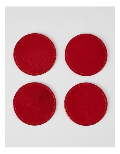 Heirloom Metallic Set of 4 Round Coasters in Red