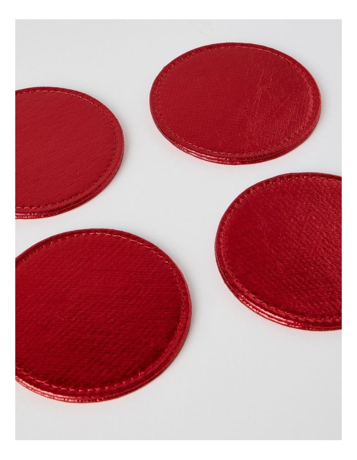 Heirloom Metallic Set of 4 Round Coasters in Red
