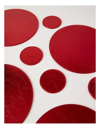 Heirloom Metallic Set of 4 Round Coasters in Red