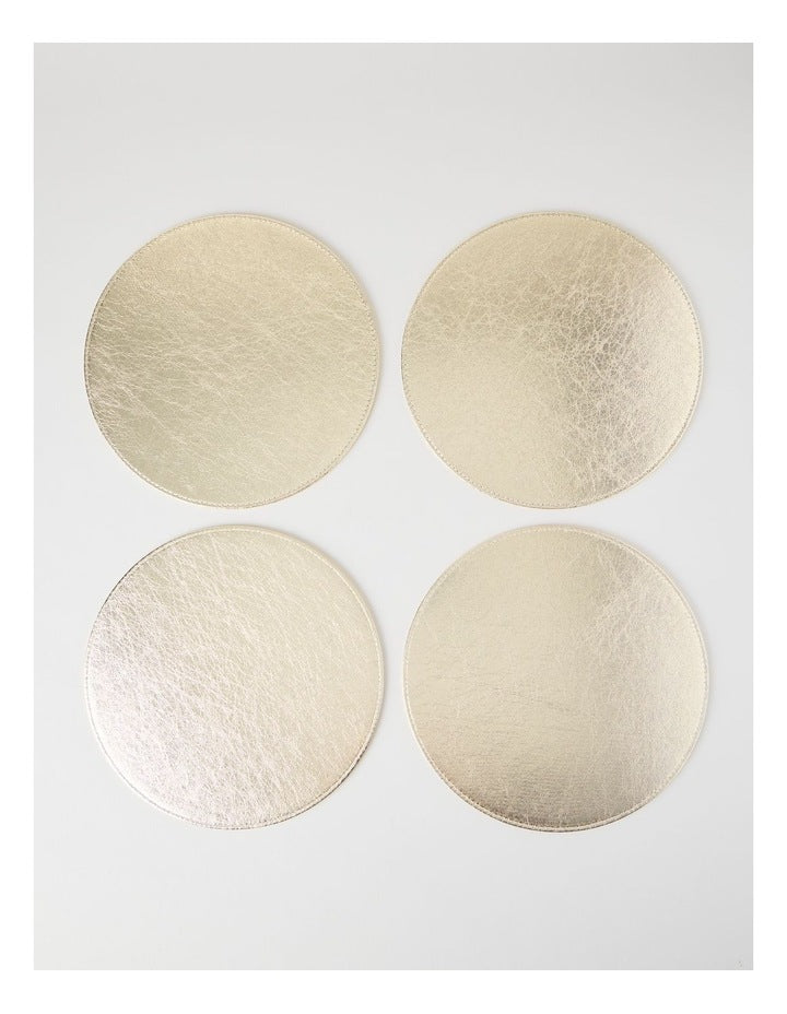 Luxe Metallic Set of 4 Round Placemats in Champagne