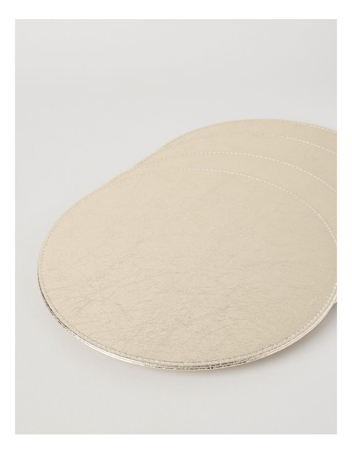 Luxe Metallic Set of 4 Round Placemats in Champagne