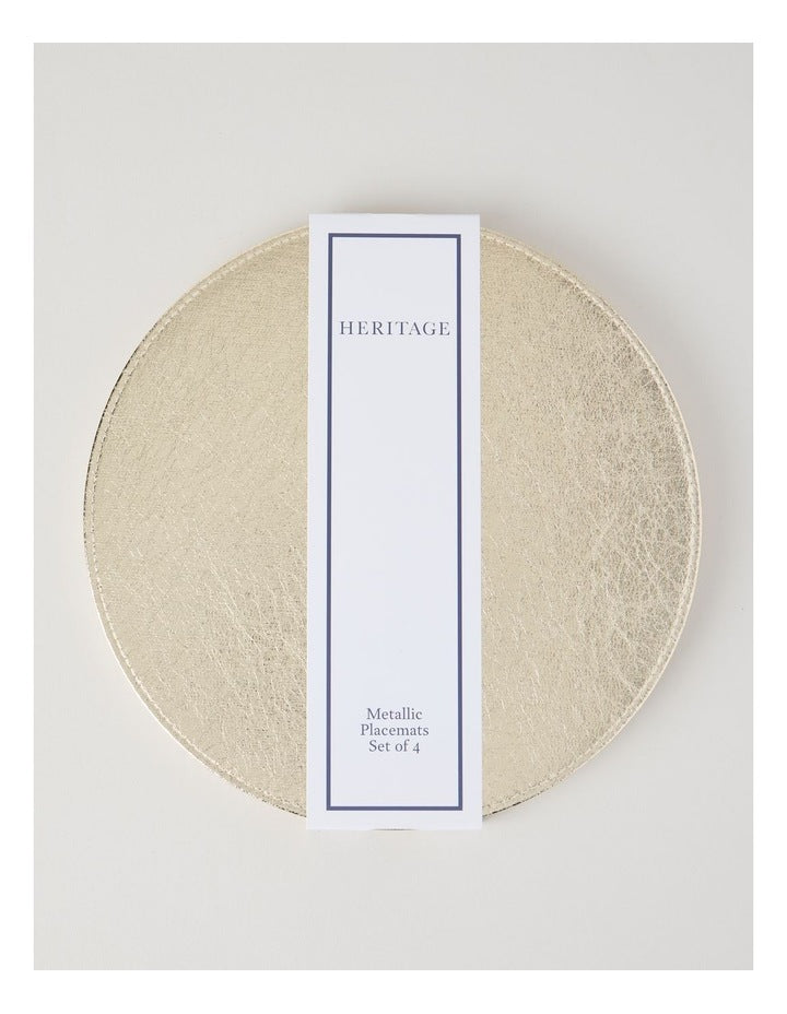 Luxe Metallic Set of 4 Round Placemats in Champagne