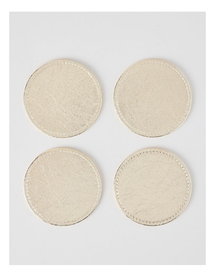 Luxe Metallic Set of 4 Round Coasters in Champagne