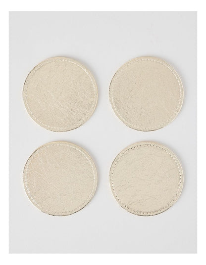 Luxe Metallic Set of 4 Round Coasters in Champagne