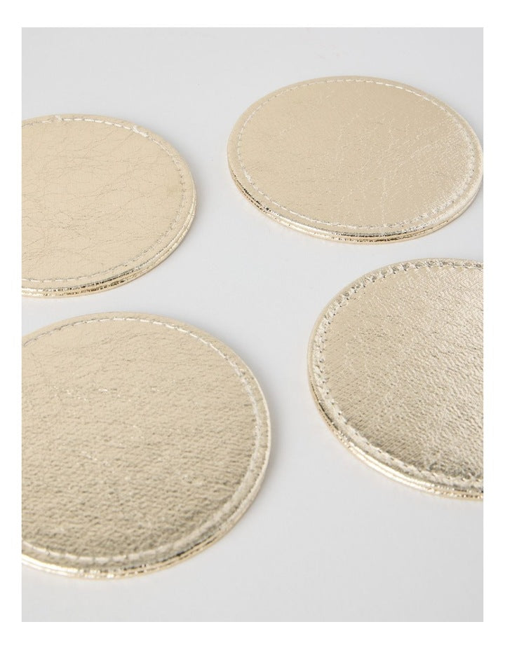 Luxe Metallic Set of 4 Round Coasters in Champagne