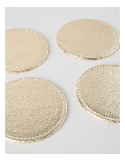 Luxe Metallic Set of 4 Round Coasters in Champagne