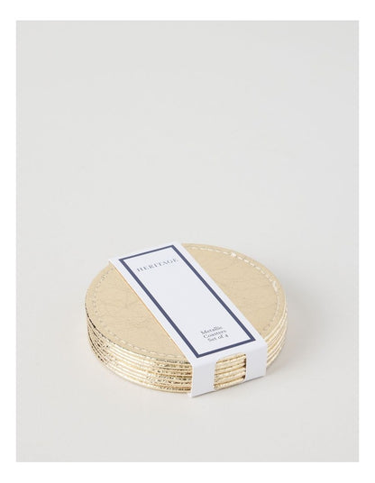 Luxe Metallic Set of 4 Round Coasters in Champagne