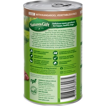 Nature's Gift Adult Wet Dog Food Loaf With Kangaroo & Vegetable 700g