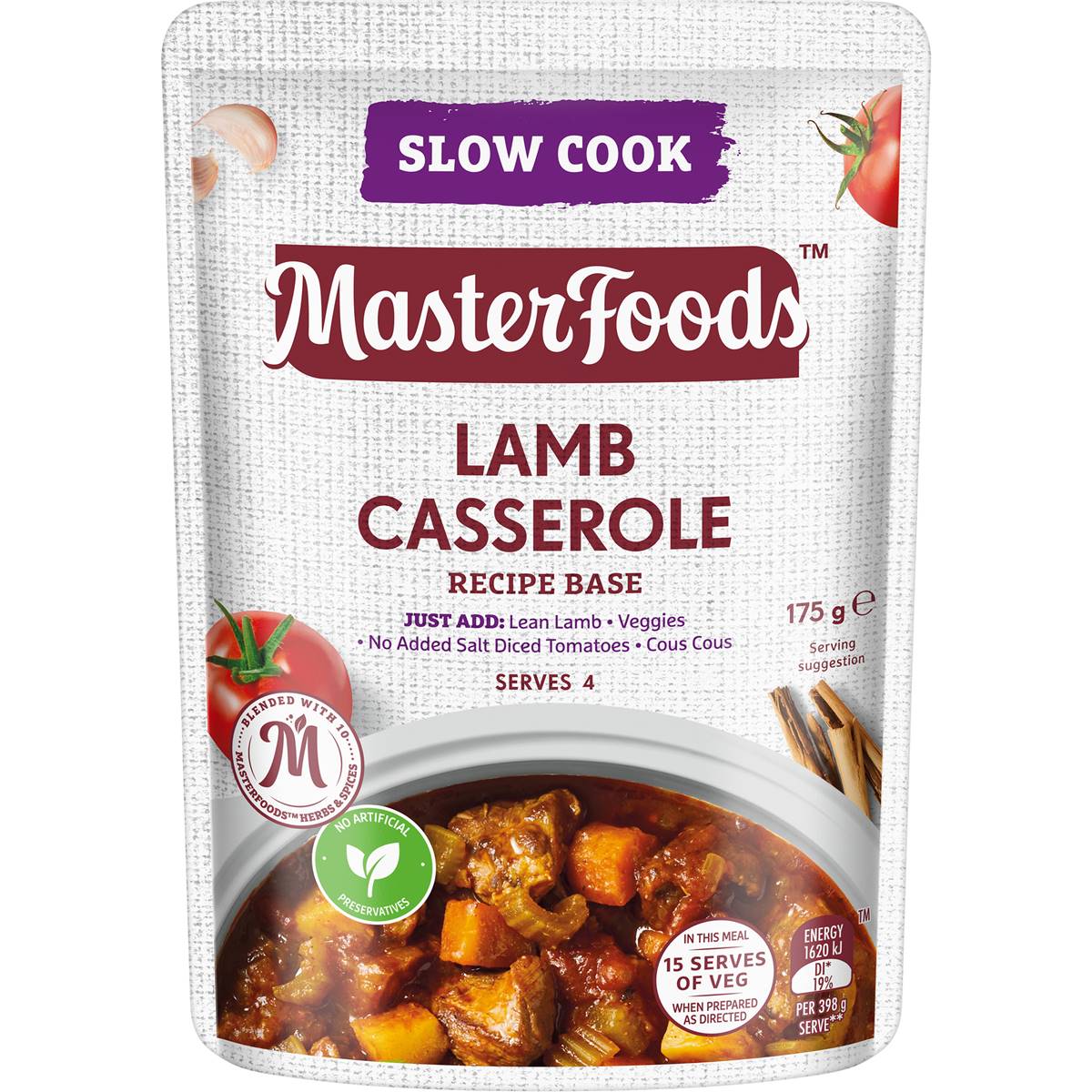 MasterFoods Lamb Casserole Slow Cook Recipe Base 175g