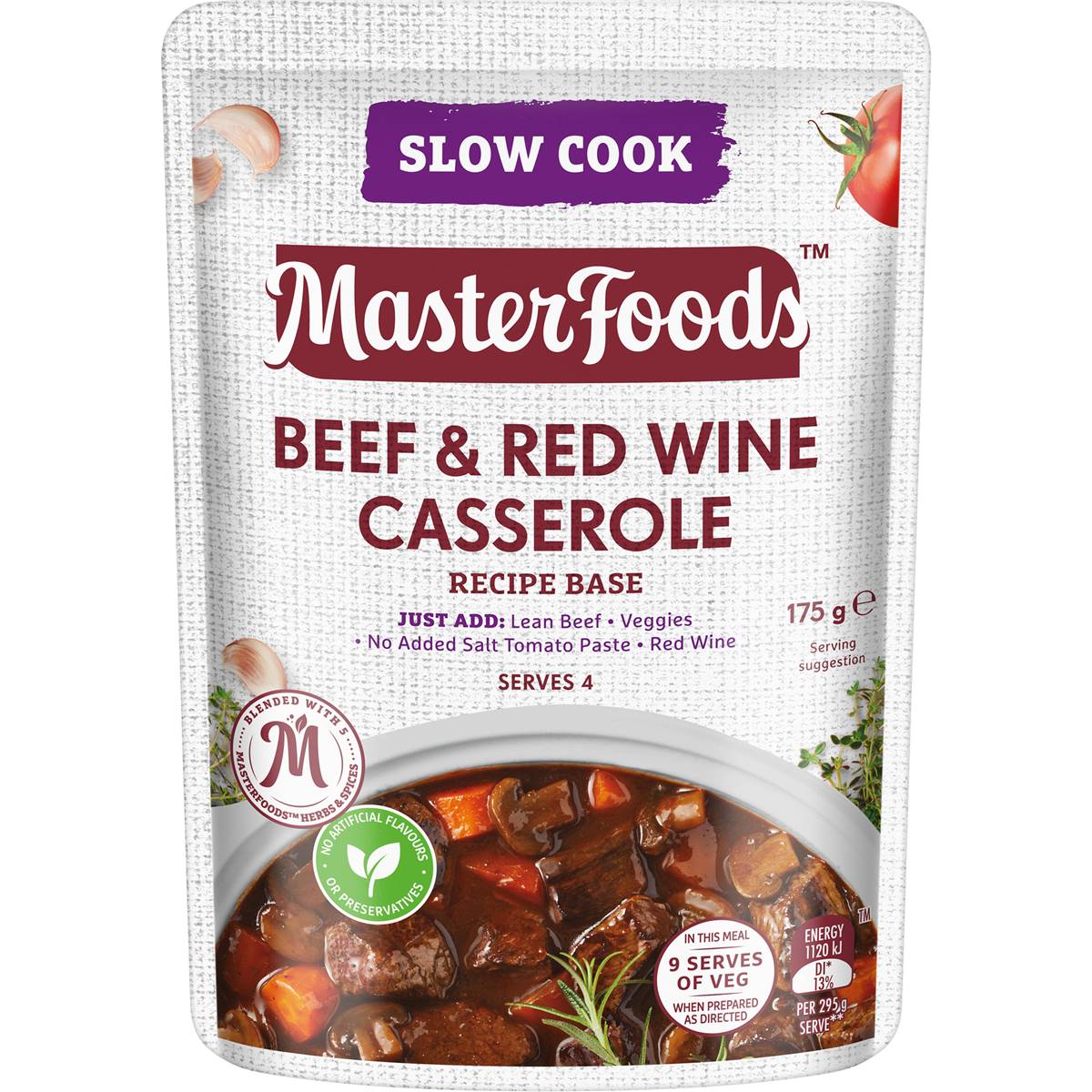MasterFoods Beef & Red Wine Casserole Slow Cook Recipe Base 175g