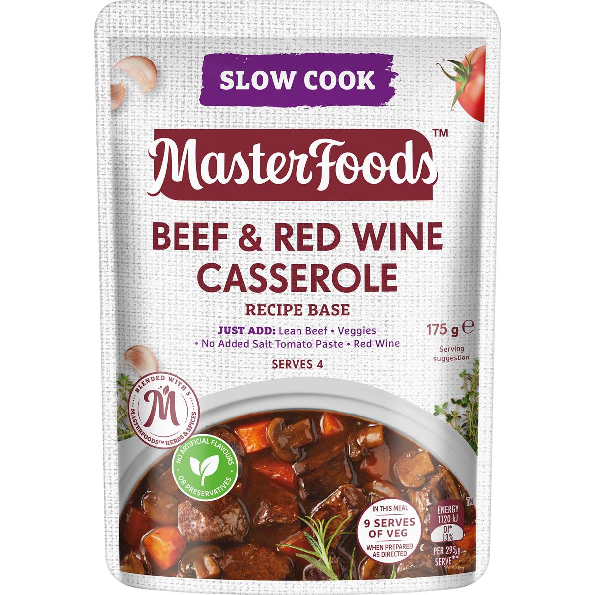 MasterFoods Beef & Red Wine Casserole Slow Cook Recipe Base 175g