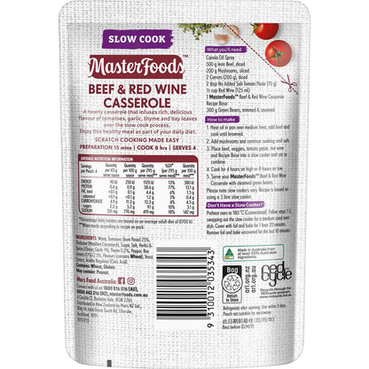 MasterFoods Beef & Red Wine Casserole Slow Cook Recipe Base 175g
