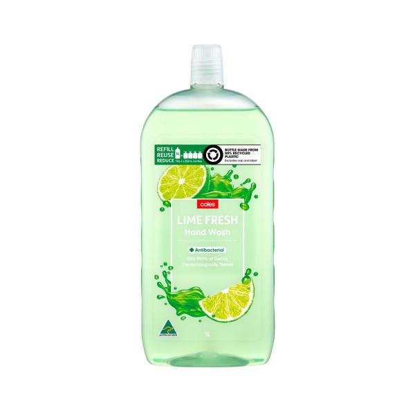 COLES ANTIBACTERIAL HAND WASH LIME FRESH 1 LITRE