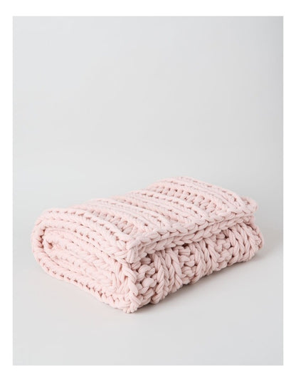 Chunky Knit Throw in Pink