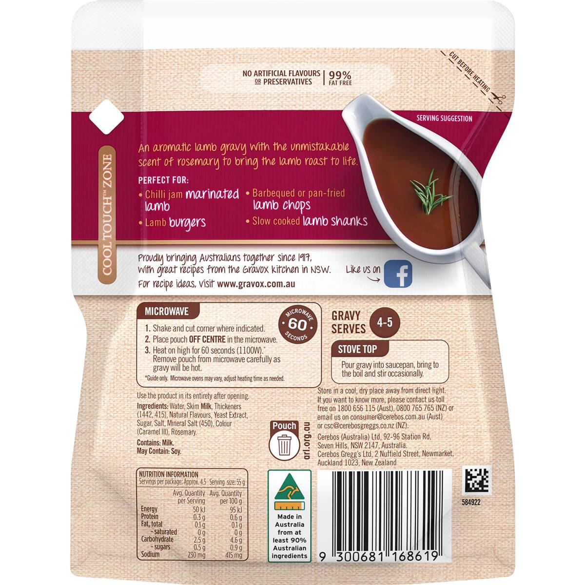 Gravox Lamb & Rosemary Family Pack Liquid Gravy Pouch 250g