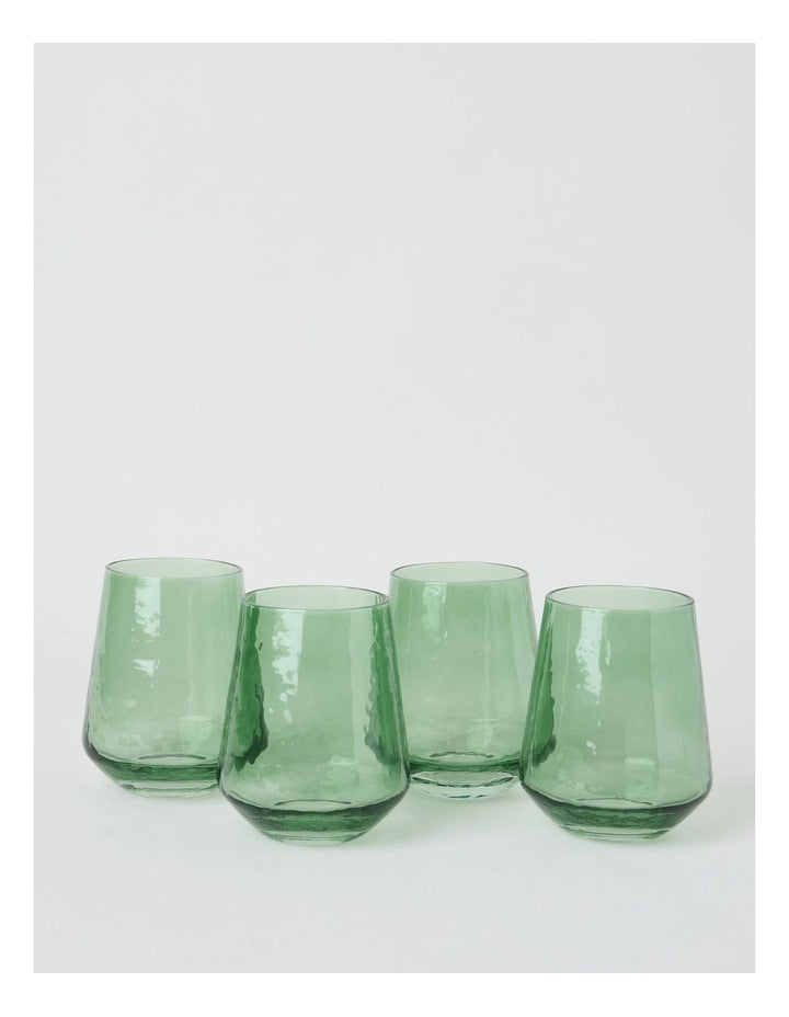 Hammered Tumbler Set of 4 400ml in Green