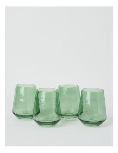 Hammered Tumbler Set of 4 400ml in Green