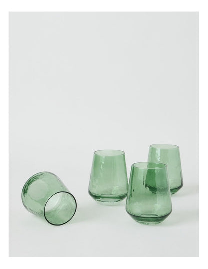 Hammered Tumbler Set of 4 400ml in Green