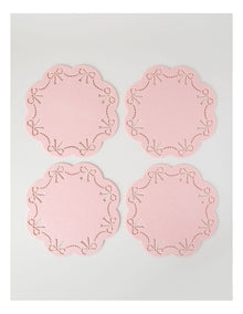 Luxe Bow Placemat Set of 4 35cm in Pink