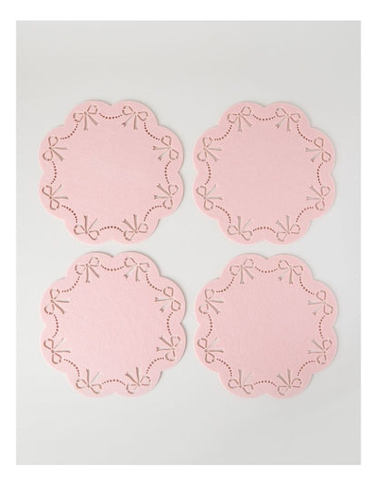 Luxe Bow Placemat Set of 4 35cm in Pink