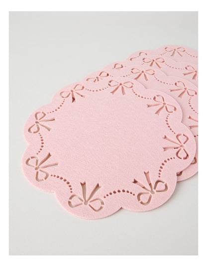 Luxe Bow Placemat Set of 4 35cm in Pink