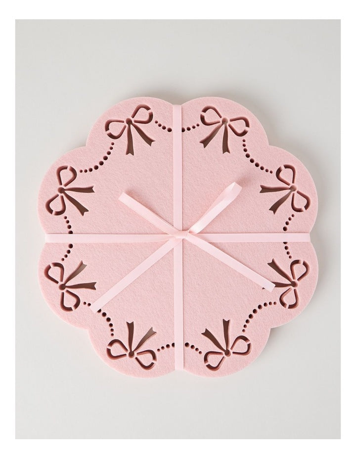 Luxe Bow Placemat Set of 4 35cm in Pink