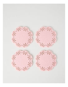 Luxe Bow Coaster Set of 4 13cm in Pink