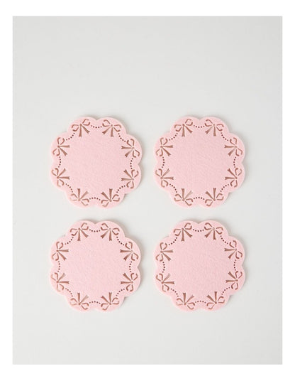 Luxe Bow Coaster Set of 4 13cm in Pink