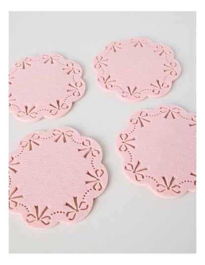 Luxe Bow Coaster Set of 4 13cm in Pink
