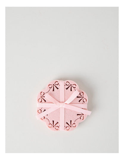Luxe Bow Coaster Set of 4 13cm in Pink