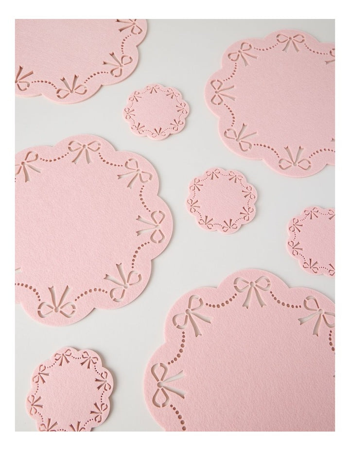 Luxe Bow Coaster Set of 4 13cm in Pink