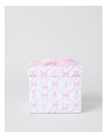 Luxe Christmas Bow and Ballerinas Small Gift Box in Pink and White: 16cm