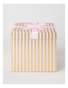 Luxe Christmas Stripe Large Gift Box in Pink: 21cm