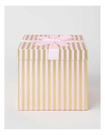 Luxe Christmas Stripe Large Gift Box in Pink: 21cm