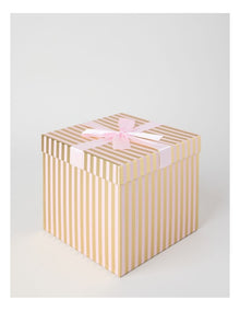 Luxe Christmas Stripe Large Gift Box in Pink: 21cm