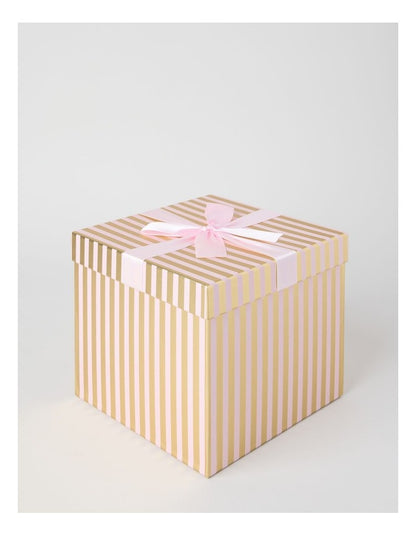 Luxe Christmas Stripe Large Gift Box in Pink: 21cm