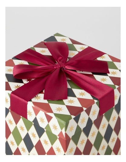 Heirloom Christmas Tile Small Gift Box in Red and Green: 16cm