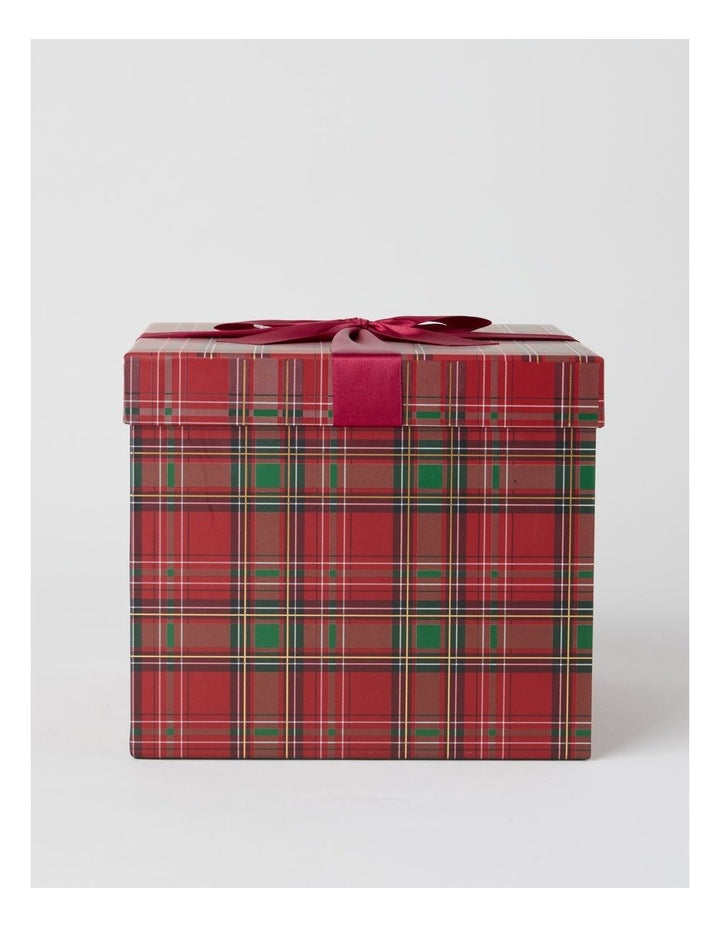 Heirloom Christmas Tartan Large Gift Box in Red: 21cm