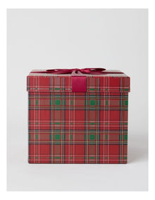 Heirloom Christmas Tartan Large Gift Box in Red: 21cm