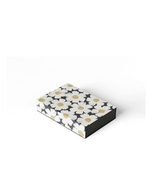 Small Magnetic Gift Box in White Poppies On Black