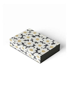 Large Magnetic Gift Box in White Poppies Black