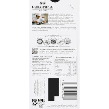 Lindt Excellence Roasted Almond Dark Chocolate Block 100g